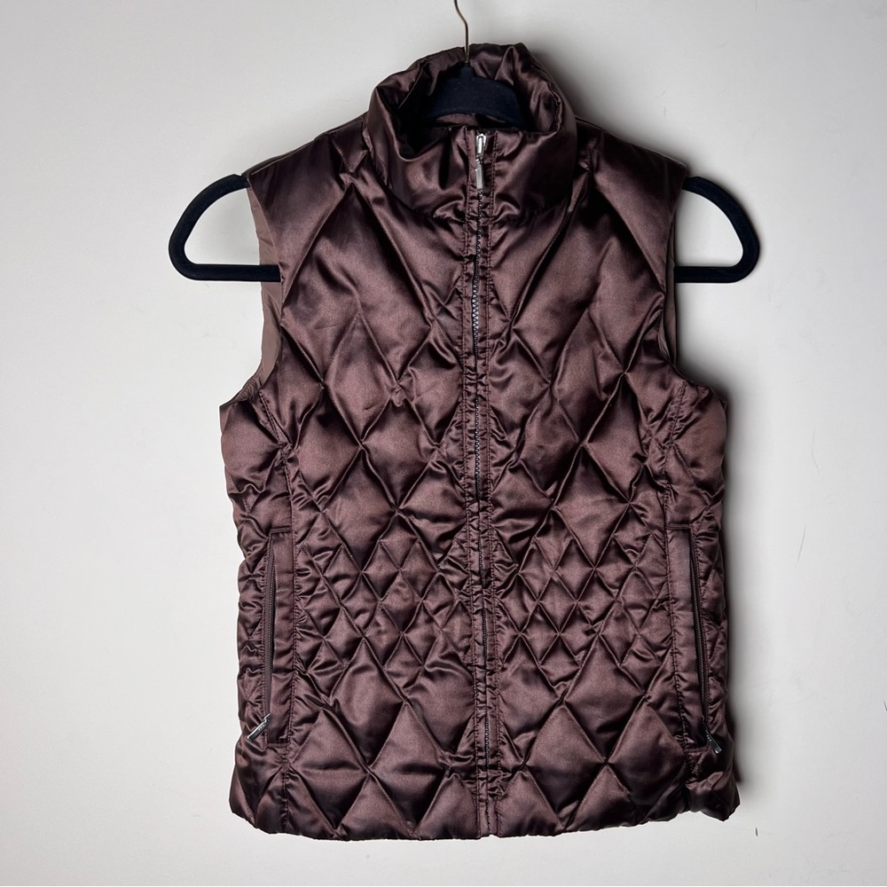 Lands' End Quilted Puffer Brown Sleeveless Jacket Vest Girls Small 7/8